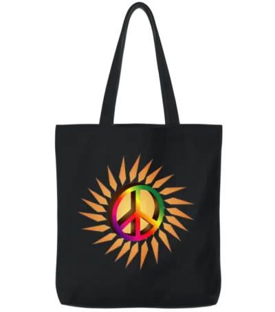 Colorful Peace Sign for the Festival Season Tote Bags - Black