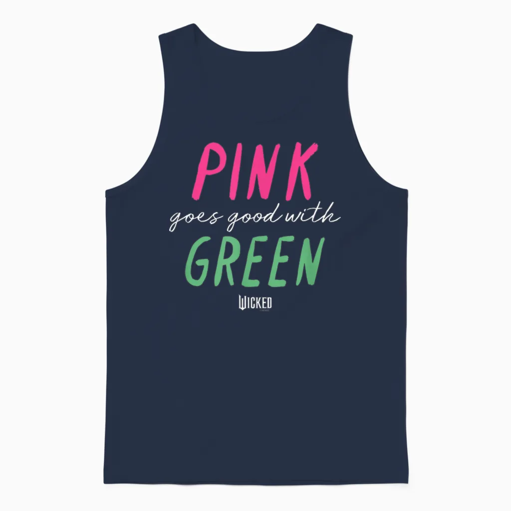 Wicked Pink Goes Good with Green Unisex Tank Top in Navy