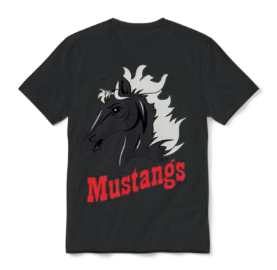 Mustang Horse Unisex T-Shirt - Black