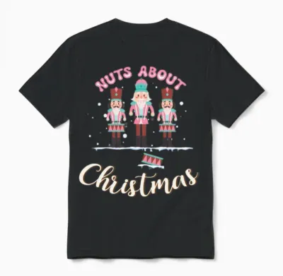 Pink Nutcracker Nuts About Christmas Holiday Unisex T-Shirt - Black