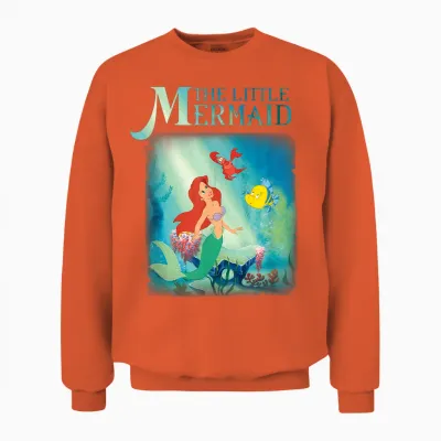 Disney the Little Mermaid Ariel Flounder Sebastian T-Shirt Poster, Black, S Unisex Sweatshirt - Orange
