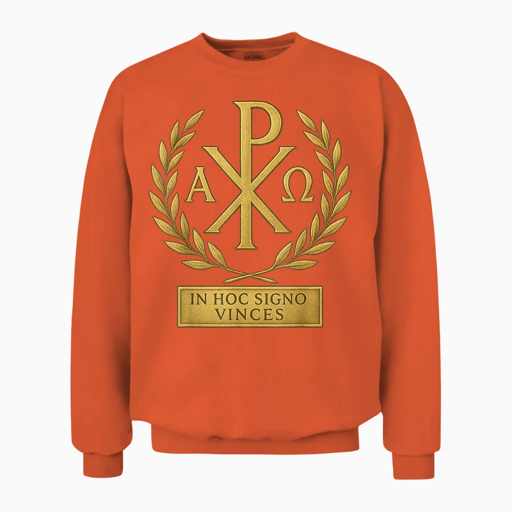 In Hoc Signo Vinces - Knights Templar Symbol Unisex Sweatshirt in Orange