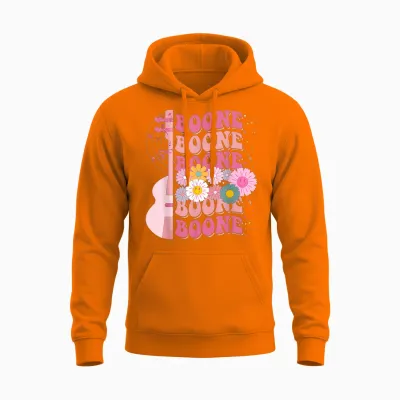 Girl Retro Boone Groovy Flower First Name Personalized 80's Unisex Hoodie - Safety Orange
