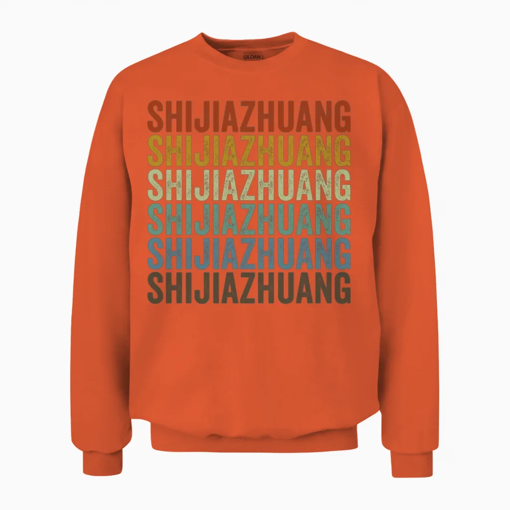 Shijiazhuang China Retro Vintage Unisex Sweatshirt in Orange