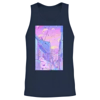 Vaporwave Aesthetic Unisex Tank Top - Navy – 2