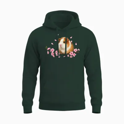 Japanische Meerschweinchen Kirschblüten Sakura Grafik Unisex Hoodie - Forest