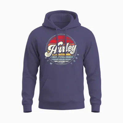 Retro Hurley Home State Cool 70s Style Sunset Unisex Hoodie - Heather Sport Dark Navy