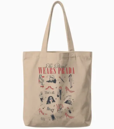 The Devil Wears Prada 2 Minimalistic Art Icons Collage Tote Bags - Natural