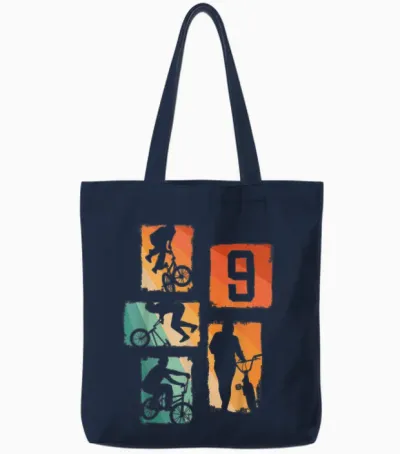 9th Birthday Boy Cool Bmx Bike Boys Bmx Fans Tote Bags - Navy