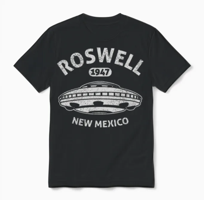 Roswell New Mexico 1947 Ufo Incident Unisex T-Shirt - Black