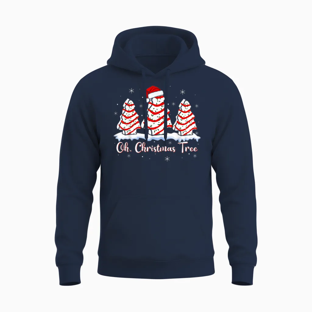 Groovy Oh Christmas Tree Cakes Debbie Beckey Jen Cake Lovers Unisex Hoodie in Navy
