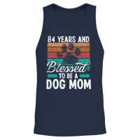 84 Year Old Dog Mom 84 Birthday Retro Dog Mother Unisex Tank Top - Navy – 2