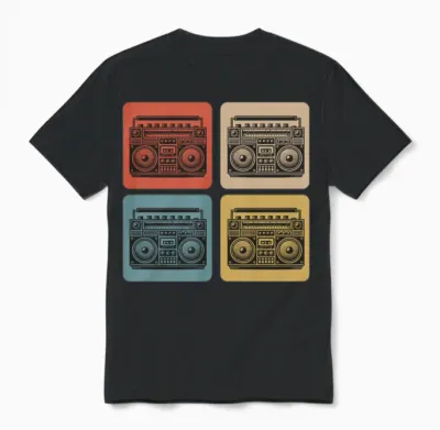 Retro Boombox Vibes Unisex T-Shirt - Black