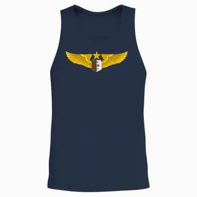 Large Flag Algeria Air Force T-Shirt, Black, S Unisex Tank Top - Navy
