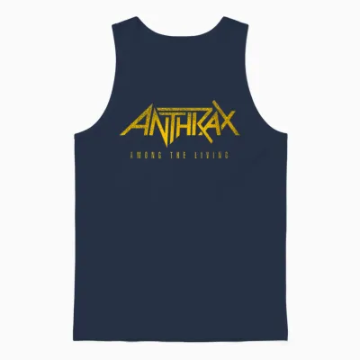 Anthrax Among the Living 35th Front Back Print Unisex Tank Top - Navy