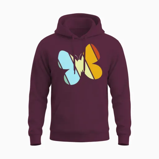 Butterfly Retro Unisex Hoodie - Maroon