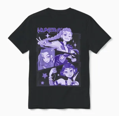 Kpop Demon Hunters Halloween Huntrix Cute Manhwa Panels Unisex T-Shirt - Black