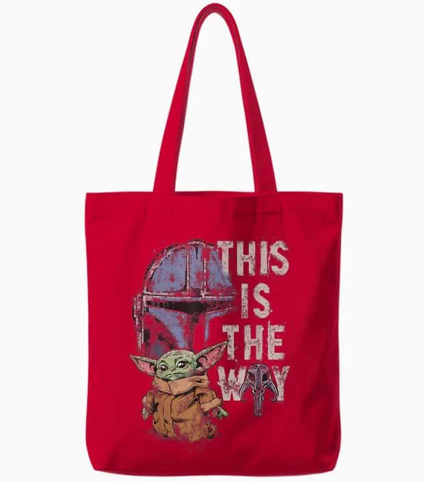 Star Wars the Mandalorian and Grogu This Is the Way Graphic Tote Bags in Red