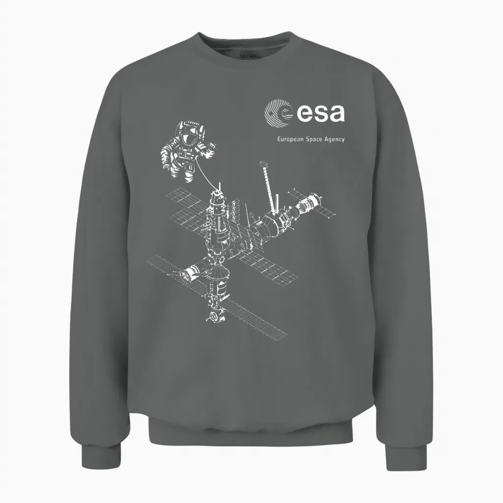 Esa Iss Internationale Raumstation Astronaut T-Shirt - Esa Iss - Unisex Erwachsene - Astronaut - Schwarz - S Unisex Sweatshirt in Graphite Heather