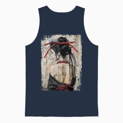 Geisha Asia Japan Woman Vintage Culture Tokyo Geisha T-Shirt, Black Unisex Tank Top - Navy