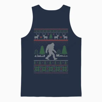 Sasquatch Ugly Christmas Unisex Tank Top - Navy