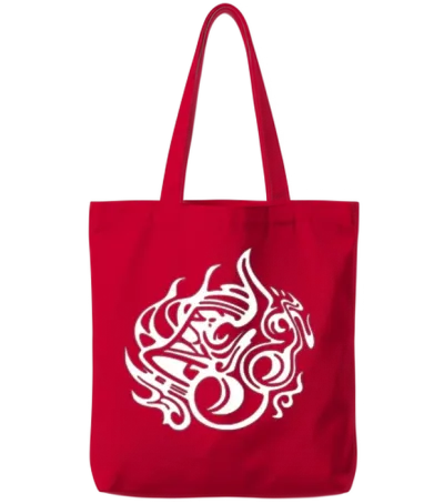 Hestia Familia Crest Emblem Front and Back Tote Bags - Red