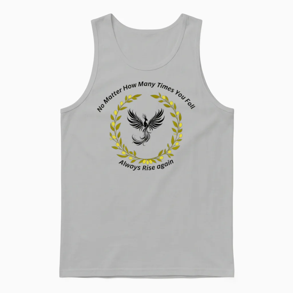 Phoenix Laurel Wreath β Motivational Rise Again Qu Unisex Tank Top in Ash