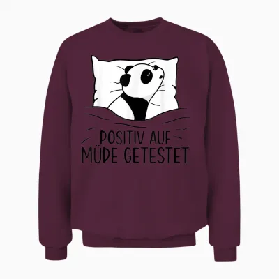 Cute Panda Official Sleep Shirt Pyjamas T-Shirt, White, S Unisex Sweatshirt - Maroon