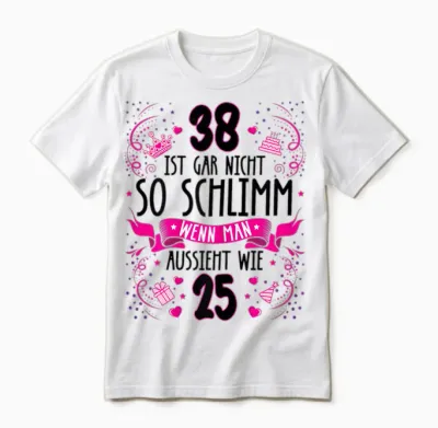 Damen 38 Ist Gar Nicht So Schlimm 38. Geburtstag Frauen Lustig Unisex T-Shirt - White