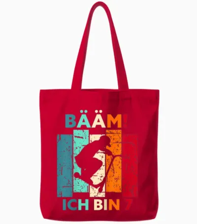 Bääm! Ich Bin 7 Geburtstag Sieben Jahre Junge Mädchen 7. Tote Bags - Red