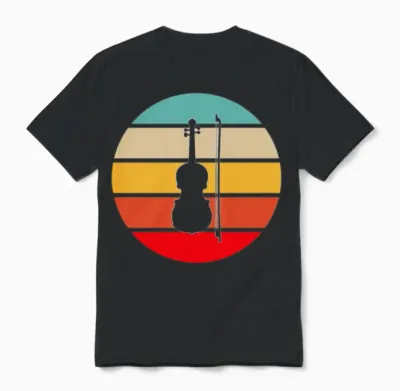 Violin Retro Unisex T-Shirt - Black