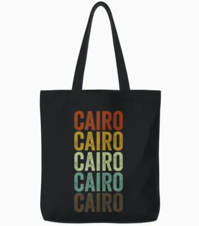 Cairo Egypt Retro Vintage Tote Bags - Black