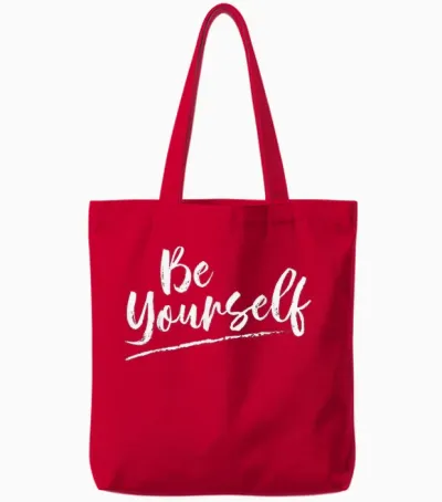 Be Yourself Message Tote Bags - Red