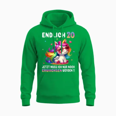 20th Birthday Gifts Woman 20 Years Unicorn Party Outfit T-Shirt, Black Unisex Hoodie - Irish Green