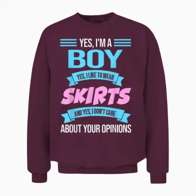 Ja, I'm a Boy Yes, I Like to Wear Skirts Anime Femboy Unisex Sweatshirt - Maroon