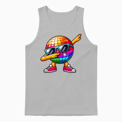Led 70s Disco Ball Dabbing Sunglasses Nightclub Dance Party Unisex Tank Top - Ash