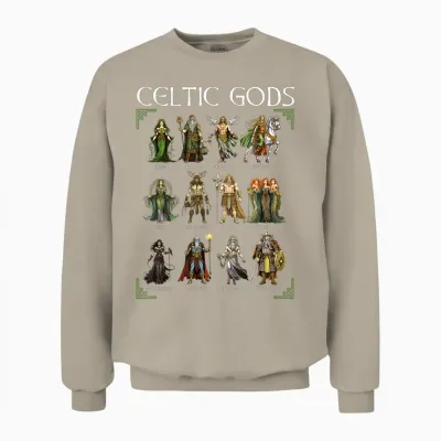 Celtic Mythology Viking Warrior Gods Nordic Irish Scottish T-Shirt, Black, S Unisex Sweatshirt - Sand