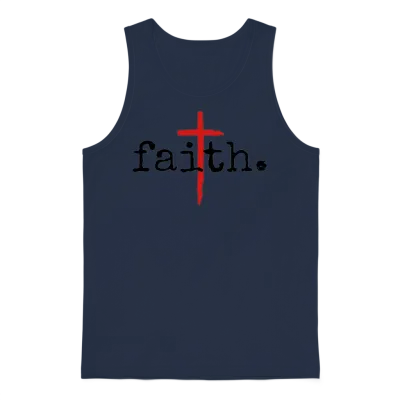 Faith Christian Cross Design Unisex Tank Top - Navy