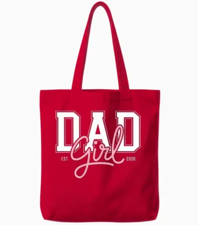 Soon to Be Daddy of Baby Girl 2026 Promoted to Daddy New Dad Tote Bags - Red