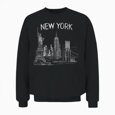 New York Gift Men Women Ny City Holiday Vintage T-Shirt, Black, S Unisex Sweatshirt - Black