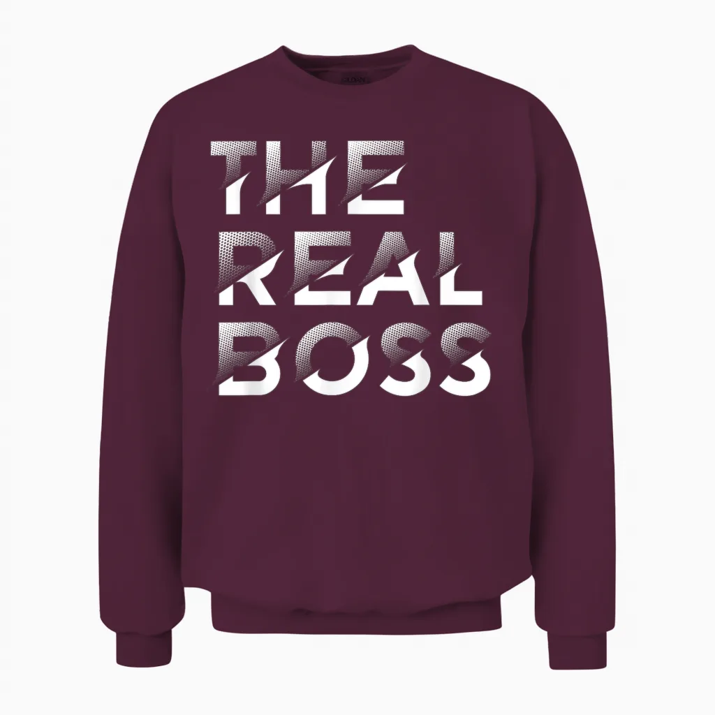 The Real Boss Familienkind Für Neugeborene, Sohn, Tochter, Unisex Sweatshirt in Maroon