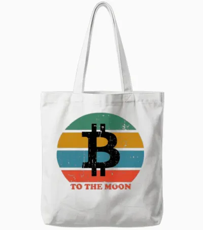 Btc Bitcoin Retro to the Moon Tote Bags - White