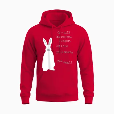 Lyriclyfe T-Shirt White Rabbit Unisex Hoodie - Red