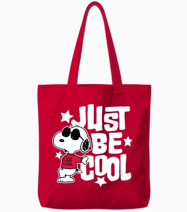 Snoopy Joe Cool Be Cool Long Sleeve Design Tote Bags in Red