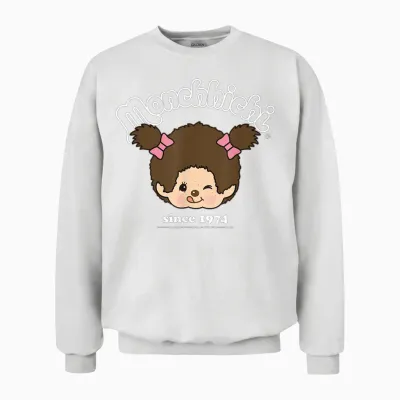 Monchhichi Since 1974 Happy Little Fluffy Girl Unisex Sweatshirt - White