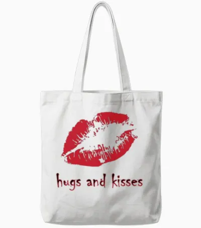 Hugs and Kisses Tote Bags - White