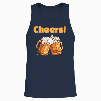 Cheers Beer Funny Unisex Tank Top - Navy
