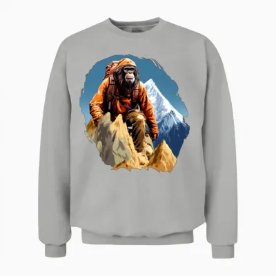 Monkey Mountaineer / Hiking Monkey Unisex Sweatshirt - Ash