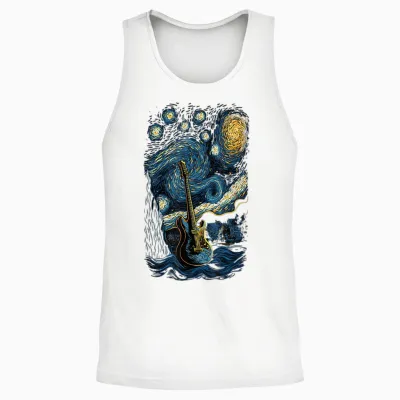 Starry Guitar Gifts Guitarist Rock Concert Festival Guitar Unisex Tank Top - White