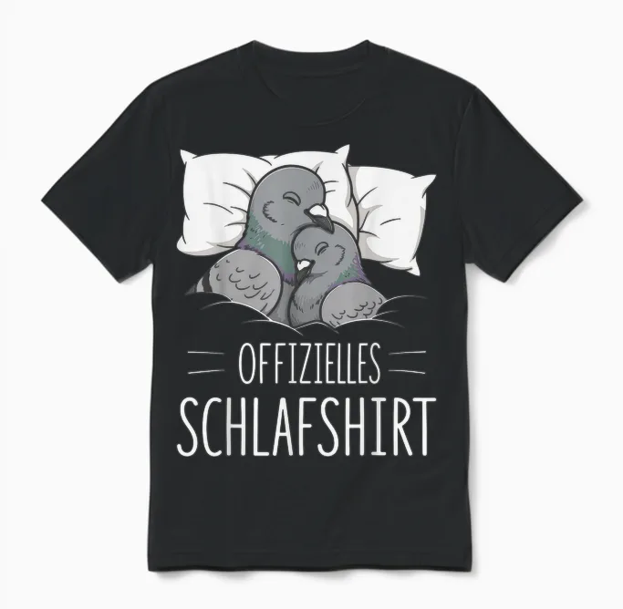 Offizielles Schlafshirt Taube Vogel Pyjama Schlafanzug Unisex T-Shirt in Black